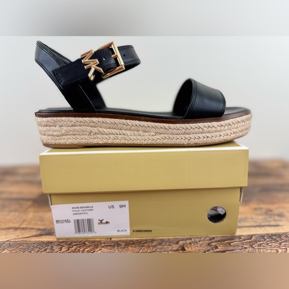 Michael Kors Black Richie Espadrille Sandals, Women's Size 9M, (New With Box) - Picture 1 of 13